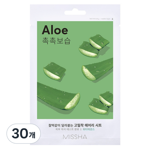 미샤 에어리 밀착 시트마스크 알로에, 1개입, 30개