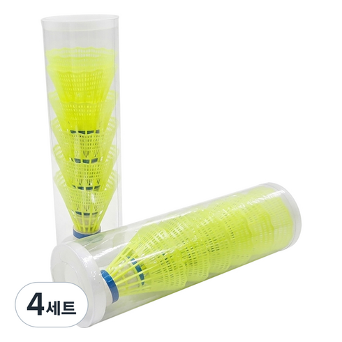 일상나눔 연습용 배드민턴 셔틀콕, 형광 옐로우, 12개입, 4세트