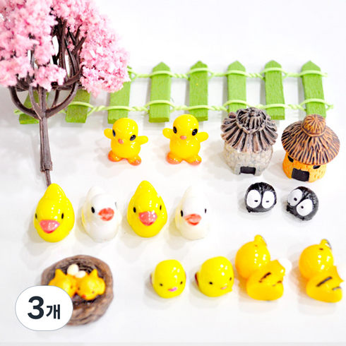 케이지 젤캔들 DIY 테라리움 미니피규어 2p세트 병아리와 오리 친구들 랜덤 발송, 3개