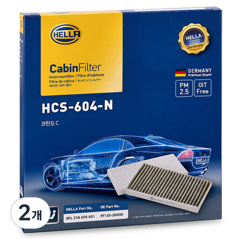헬라 차량용 에어컨필터, HCS-604-N(코란도 C), 2개