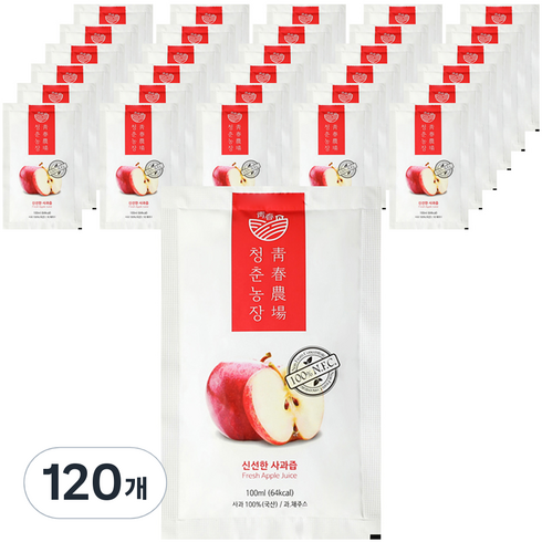청춘농장 신선한 사과즙, 100ml, 120개