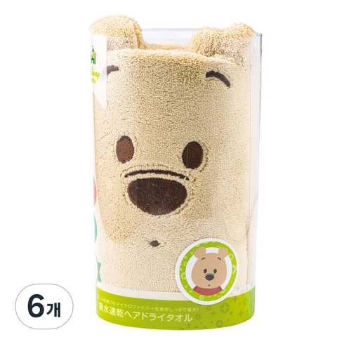 TOH1 입체캐릭터 극세사 타올, 곰돌이푸우, 6개
