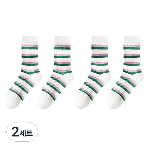 로브로코 여성용 패션 골프 양말 4족 세트, 그린 퍼플 스트라이프, 2세트