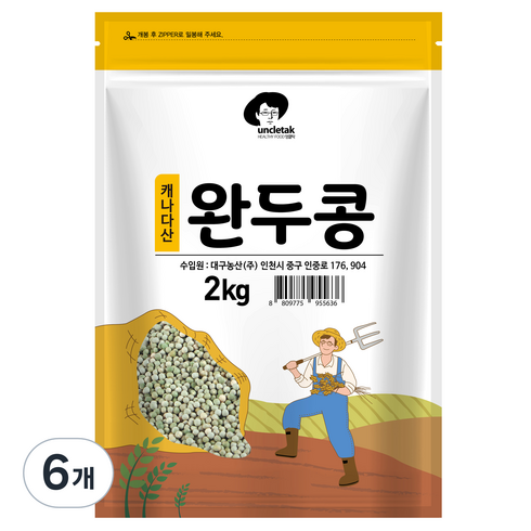 엉클탁 완두콩, 2kg, 6개