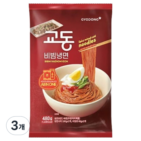 교동식품 비빔냉면 2인분, 480g, 3개