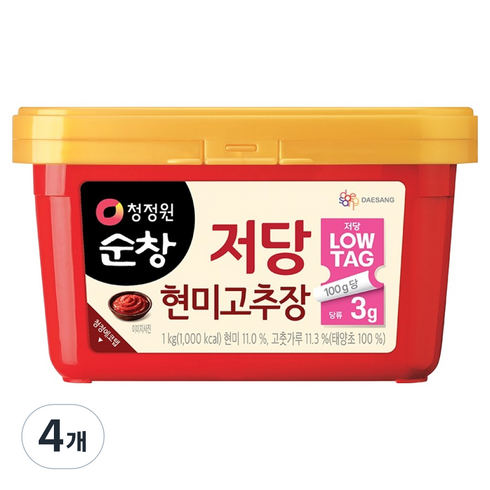 청정원순창 대상 순창 저당 현미 고추장, 4개, 1kg