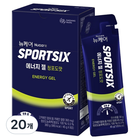 뉴케어 스포식스 에너지 젤 청포도맛 8p, 360g, 20개