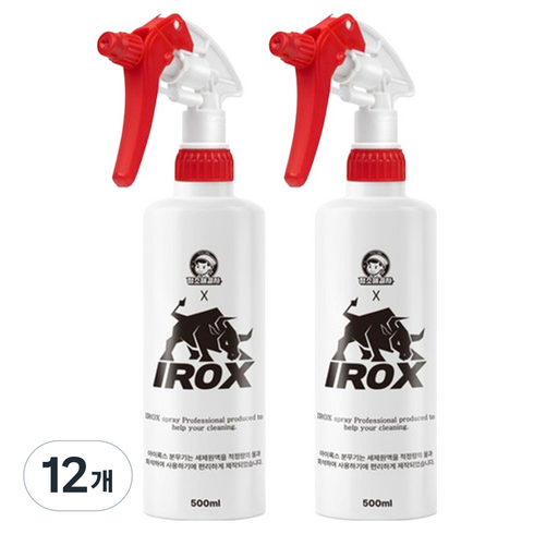청소해결사 아이록스 내화학성 2중 분사 분무기 500ml, 레드, 12개