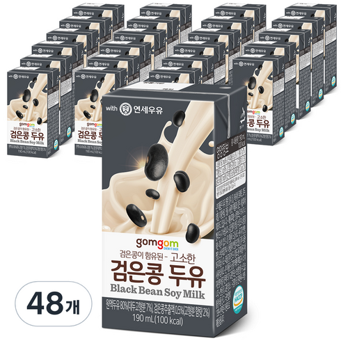 gomgom 고소한 검은콩 두유, 190ml, 48개