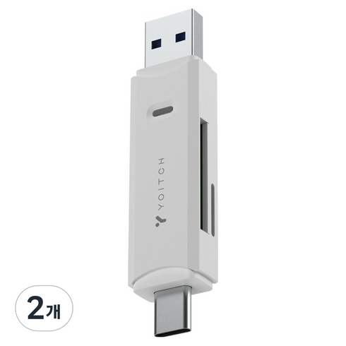 요이치 메모리 블랙박스 멀티 2in1 Micro SD TF 카드 리더기 c타입 / usb타입, 화이트, 2개, YG-CRCA300