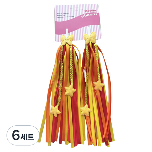 킥보드테슬 유니콘 경적벨 따릉이 악세사리 세트, 6세트, 주황 별 리본