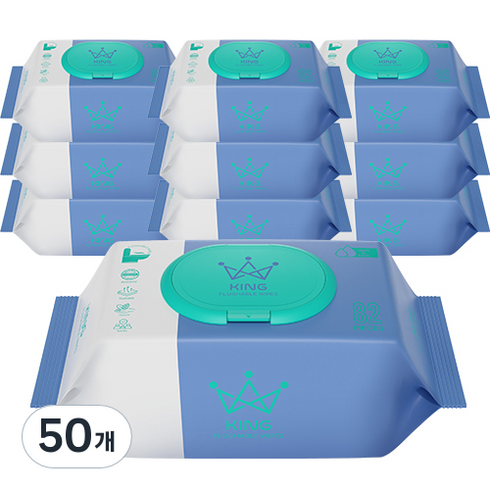 킹물티슈 소프트터치 저자극 비데물티슈 캡형, 57g, 82개입, 50개