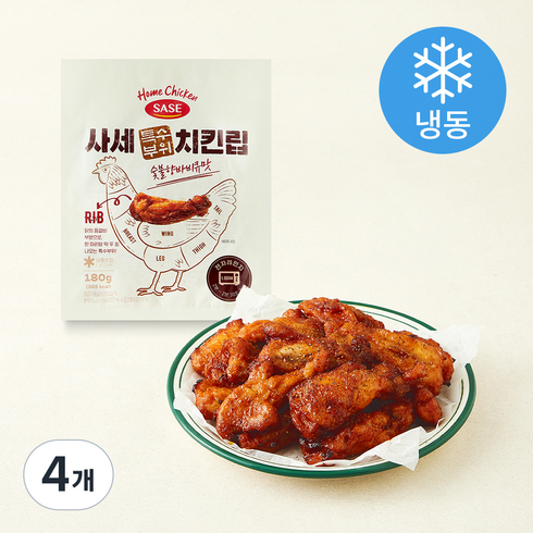 사세 특수부위 치킨립 숯불향 바비큐맛 (냉동), 180g, 4개