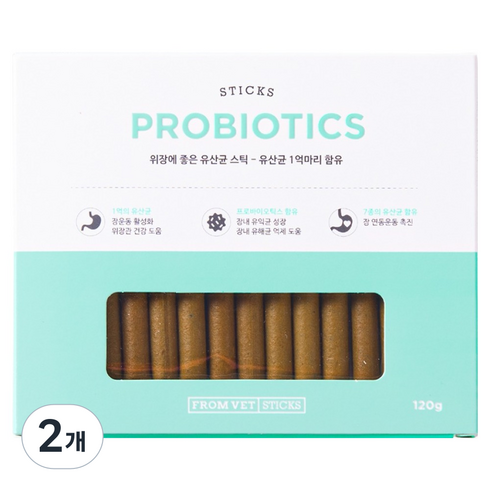 프롬벳 반려동물 순수스틱 영양제, 120g, 장건강/유산균, 2개