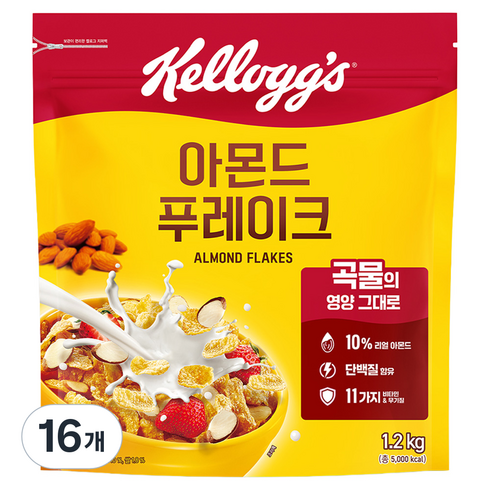 켈로그 아몬드 푸레이크 시리얼, 1.2kg, 16개