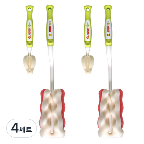 피셔프라이스 젖병솔 버블 + 젖꼭지 세척솔, 4세트, 그린