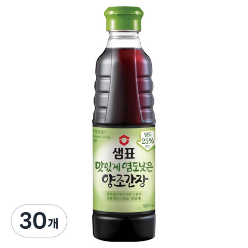 샘표 맛있게 염도낮은 양조간장, 500ml, 30개