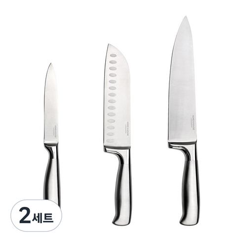 홈앤하우스 프리모 올스텐 식도칼 3종 세트, 2세트, 과도 + 산도쿠 + 쉐프 나이프