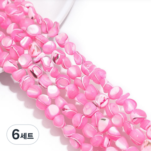 알로데 네이쳐 색상 스톤 구슬 DIY 비즈 38cm 55p 세트, 04 로즈레드, 6세트