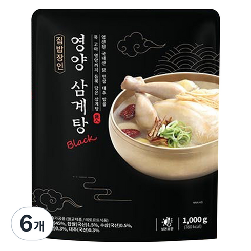 집밥장인 참이맛 영양삼계탕 블랙, 1kg, 6개