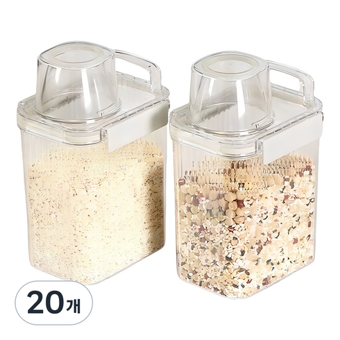 달팽이리빙 퀴진드마망 밀폐 잡곡통 1300ml, 투명, 20개