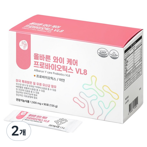 올바른건강식품 와이 케어 프로바이오틱스 질 유래 유산균 VL8, 90회분, 135g, 2개
