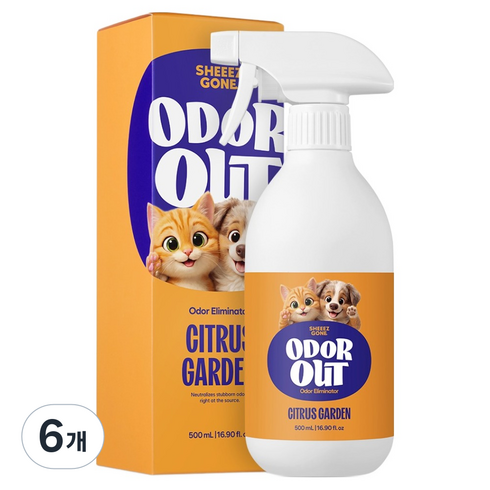 쉬즈곤 반려동물 탈취제 동물용의약외품 시트러스가든향, 500ml, 6개