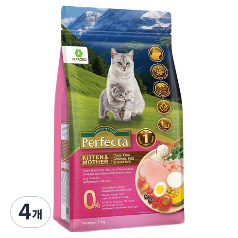 베타그로 전연령 고양이 마더 앤 키튼 신선한 방목닭고기 소화잘되는 사료, 1kg, 4개, 닭