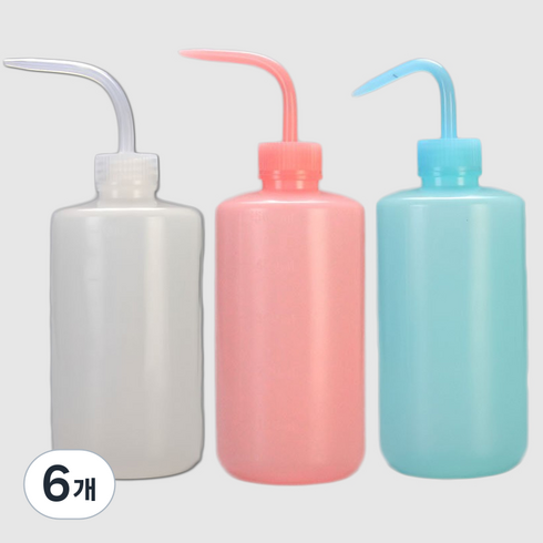 마다꾸미 세척 과학실험 코끼리병 물뿌리개 500ml, 6개, 화이트 + 레드 + 블루