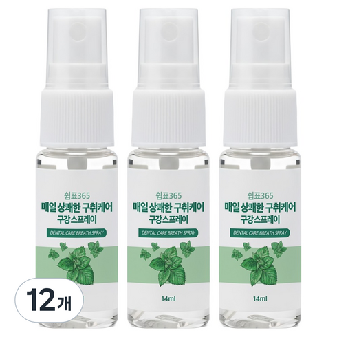쉼표365 매일 상쾌한 구취케어 구강스프레이, 12개, 14ml