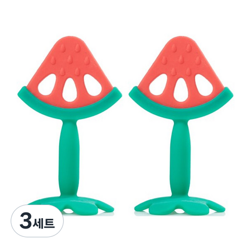 베이비앤아이 실리콘치발기2p+ 케이스2p, 치발기 (2P) + 케이스 (2P), 수박+수박, 3세트
