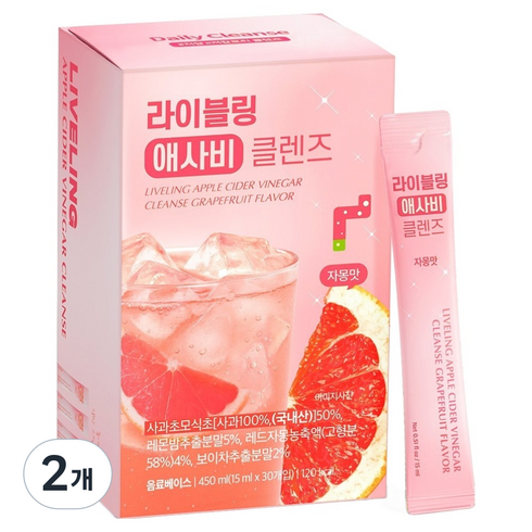 라이블링 애사비 클렌즈 자몽맛 30개입, 450ml, 2개
