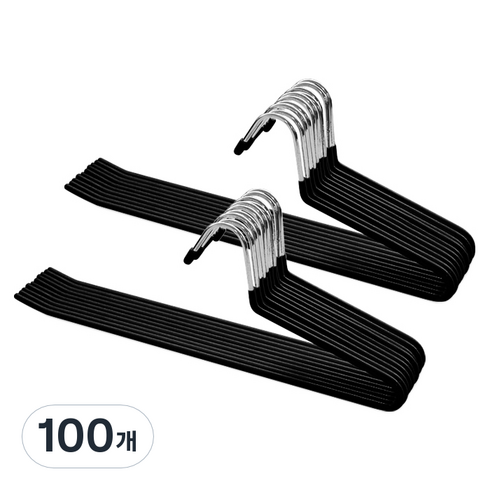 네이쳐리빙 논슬립 코팅 1단 바지걸이, 블랙, 100개