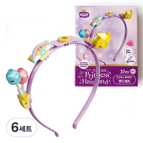 키저스 블럭 프린세스 헤어벤드, 3 딥퍼플 캔디, 6세트