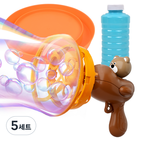 오즈토이 듀얼 버블건 이중 비눗방울 머신 세트, 곰돌이, 5세트