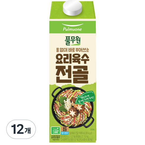 풀무원 요리육수 전골, 1L, 12개
