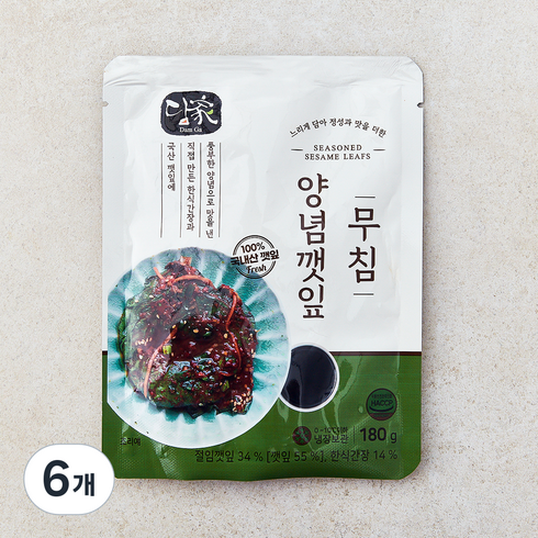 담가 양념 깻잎 무침, 6개, 180g