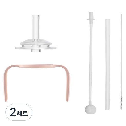 모윰 360도 스트로우 세트, 2세트, 핸들(레드) + 스트로우탑 + 일자 스트로우 + 추 스트로우 + 세척솔