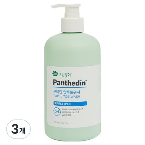 그린핑거 판테딘 더마 저자극 탑투토 올인원 워시, 3개, 500ml