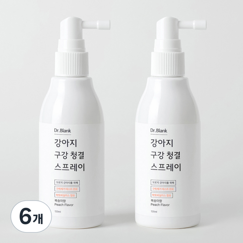 닥터블랭크 강아지 입냄새제거 구강청결 스프레이 복숭아향, 120ml, 6개