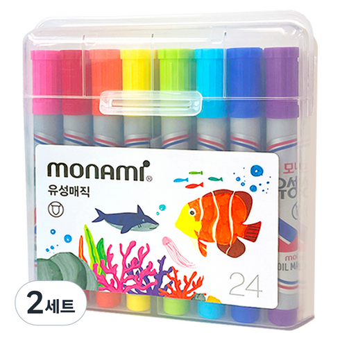 모나미 유성 매직세트 24색, 혼합색상, 2개