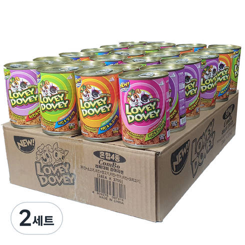 러비더비 강아지 간식 캔 4종 x 6p 세트, 혼합맛(치킨/소고기맛) + 혼합맛(치킨/오리고기맛) + 혼합맛(치킨/양고기맛) + 혼합맛(치킨/연어맛), 375g, 2세트