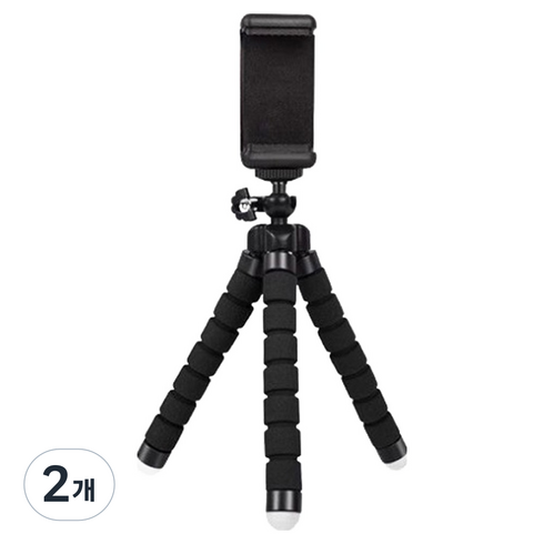 리브에잇 고프로 휴대폰 거치 문어발 삼각대, 블랙, 2개