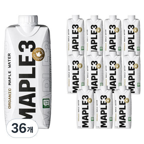 메이플3 캐나다 유기농 인증 메이플워터, 500ml, 36개