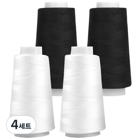프리미엄 OWL 코아사 실 화이트 2p + 블랙 2p, 혼합색상, 4세트