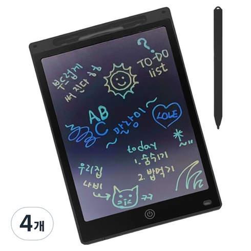 아가플러스 컬러 LCD 와이드 드로잉 패드, 검정, 4개