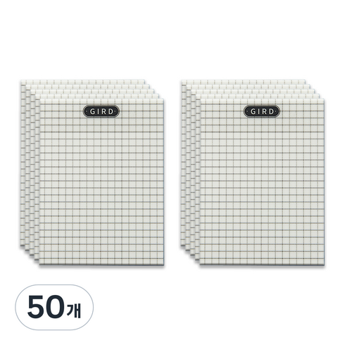 코히모 투명 포스트잇 디자인 메모지 4W098 50p, 모눈, 50매, 50개