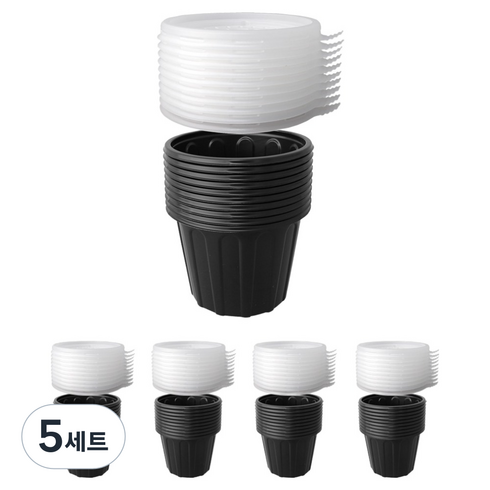 블룸엣홈 95파이 PS 원형소스컵 반찬용기 50p + 뚜껑 50p 세트 블랙 대, 5세트, 100개입
