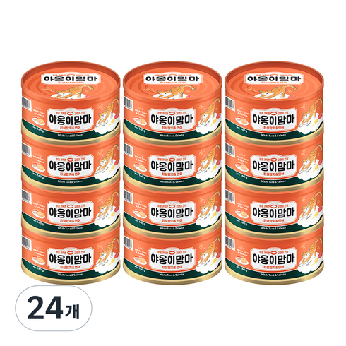 인터펫코리아 야옹이맘마 간식캔, 혼합맛(흰살참치/연어), 160g, 24개