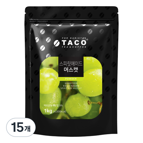 타코 스피릿에이드 머스캣 파우더, 1kg, 15개, 1개입